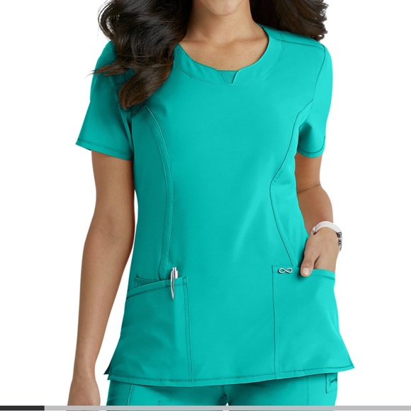 Infinity By Cherokee Round Neck Scrub Top With Certainty - Picture 4 of 4